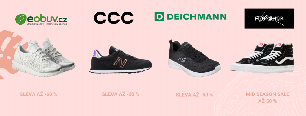 inzerenti s širokým sortimentem obuvi - Eobuv, CCC, Deichmann, Footshop